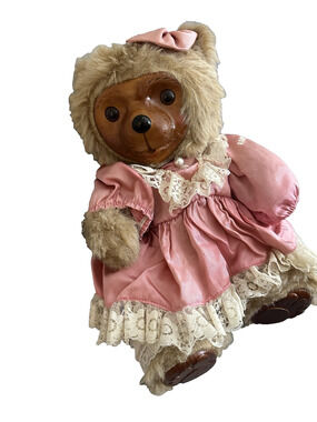 Vintage Robert Raikes 1987 Wooden Face Teddy Bear Penelope